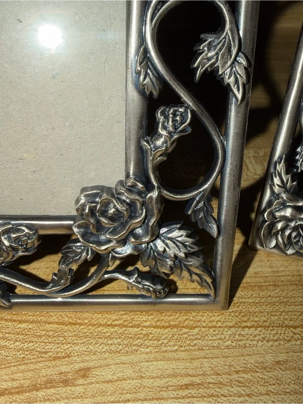 Vintage pewter Ornate Silver Floral Picture Frame - Set of 2 5x7